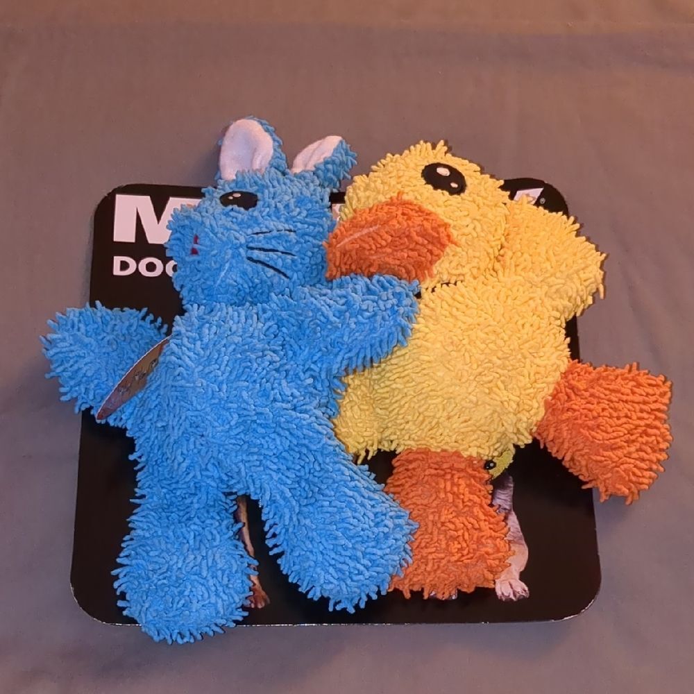 MIGHTY Blue Bunny and Yellow Duck Plush Toys 2pk NWT